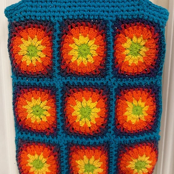 Colorful Crochet Bag with Wooden Handle - Picture 2 of 5
